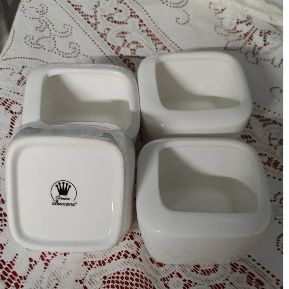 Crown Baccara Mini Dip Bowls Porcelain Square Set of 4 Dips Candy Bisque